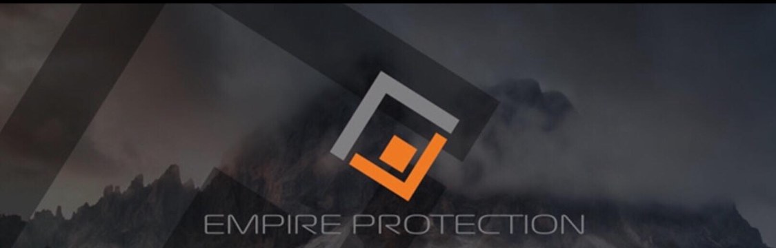 The Empire Protection mark over a mountain range, the banner from the company’s first website.